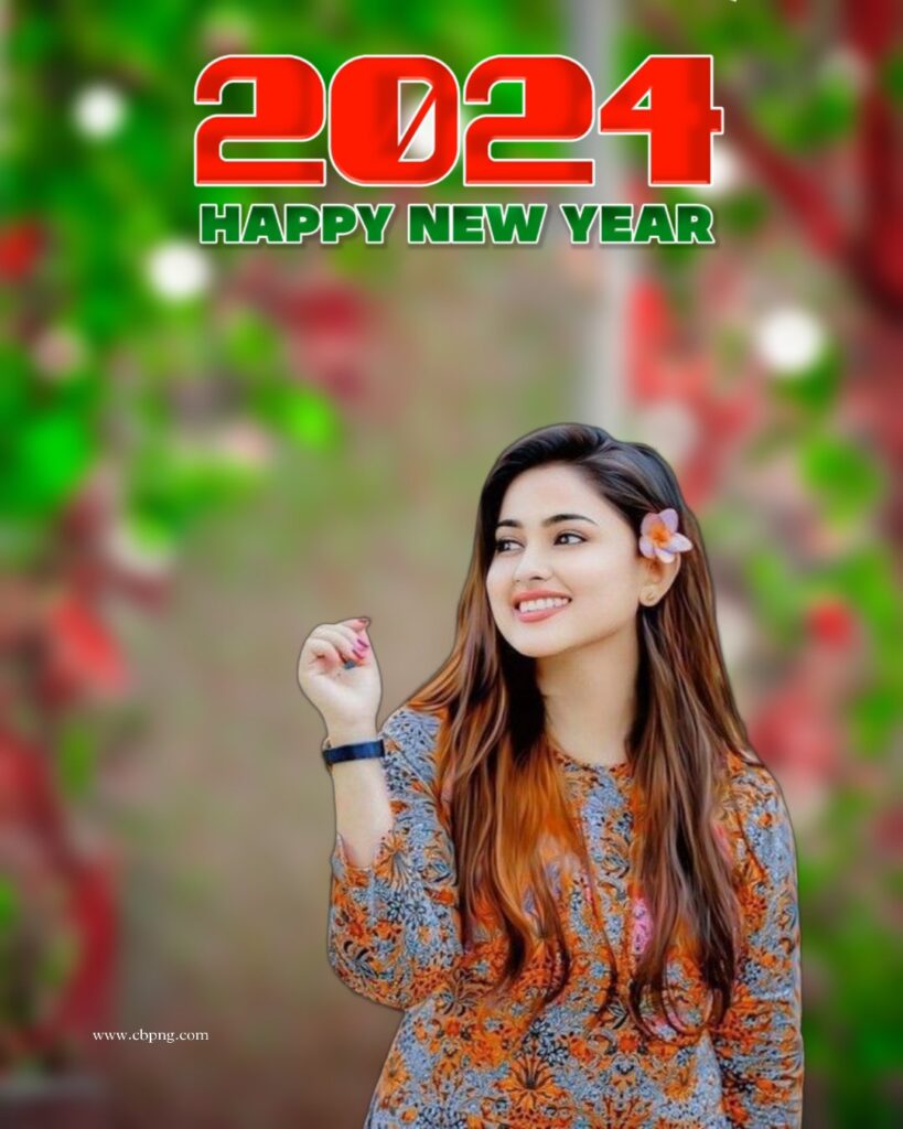 Happy New Year 2024 Photo Editing Background With Girl