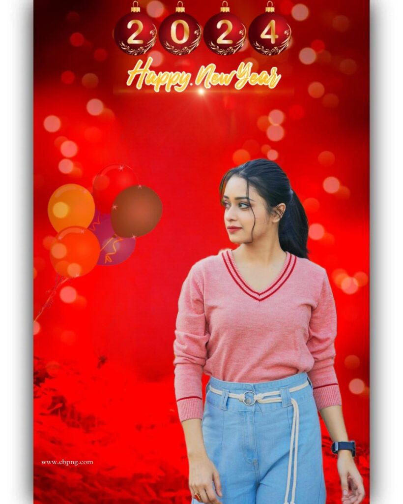 🔥 200+ Photo Editing Happy New Year 2024 Background Girl Red